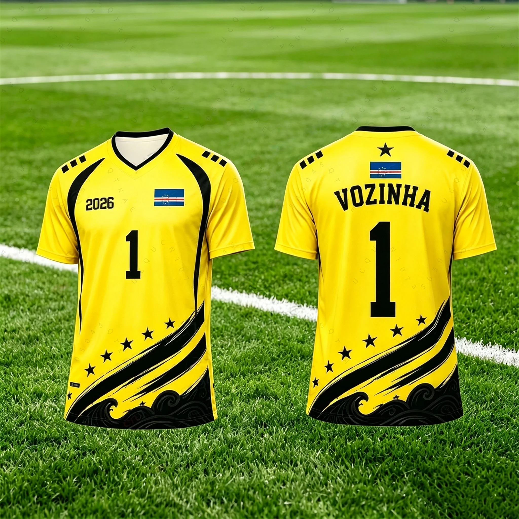 2026 Cabo Verde No.1 Vozinha Football Jersey Soccer Shirt Top Loose Breathable Speed Drying Sportswear Top Men Women T-Shirts