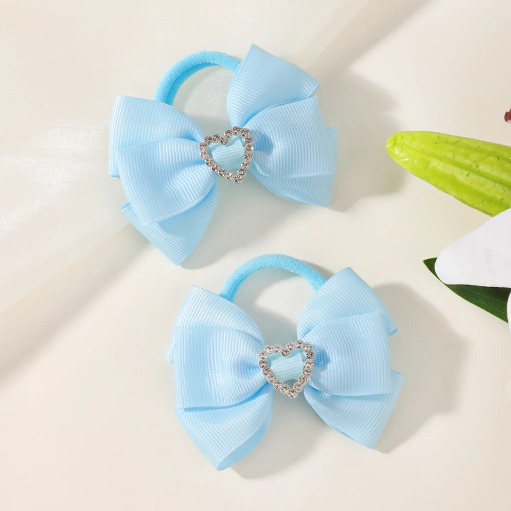 BABY BOWS 2 Stück/Set Kinder Mädchen Niedliche Doppelschichtige Schleifen-Haargummis Haarbänder Kinder Basis-Pferdeschwanz-Kopfschmuck Haaraccessoires – Detail 30