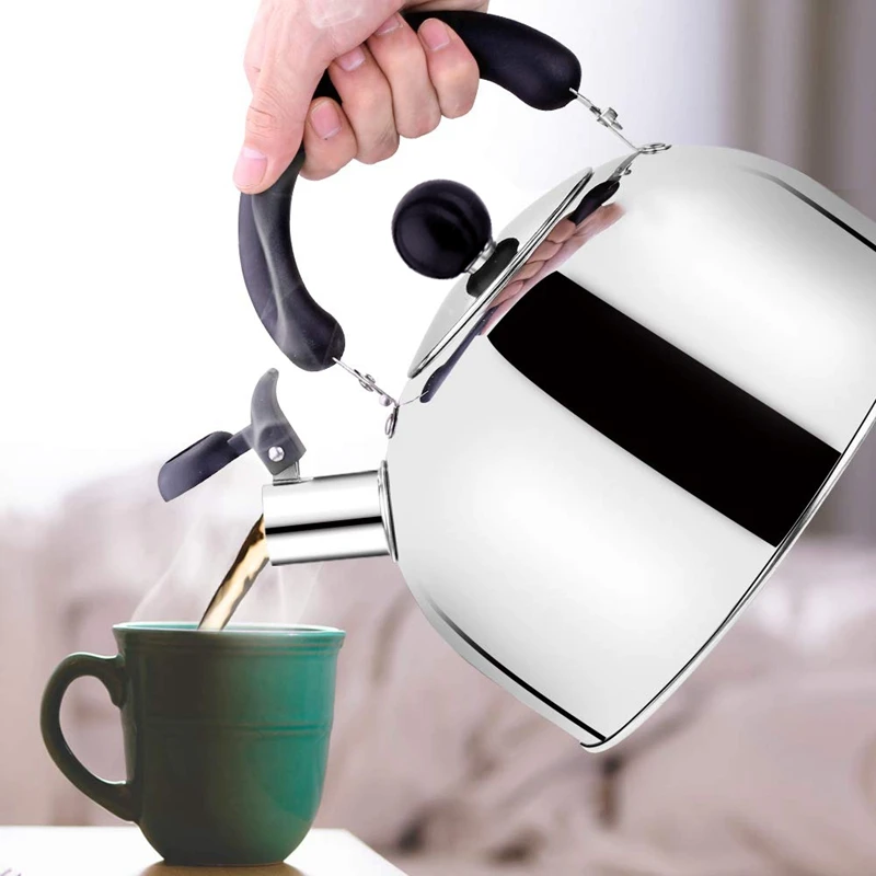 Imagem -04 - Stovetop Whistling Tea Pot Chaleiras de Panelas de Chá para Fogão 4.3qt4 Litros Grande Capacidade com ca Aço Inoxidável