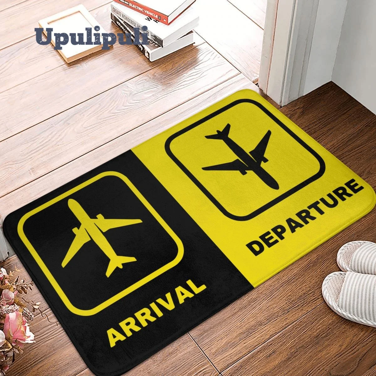 Arrival and Departure Doormat Soft Bath Mat Non-Slip Flight Airport Absorbent Mat for Entrance Door Kitchen Toilet Entrance