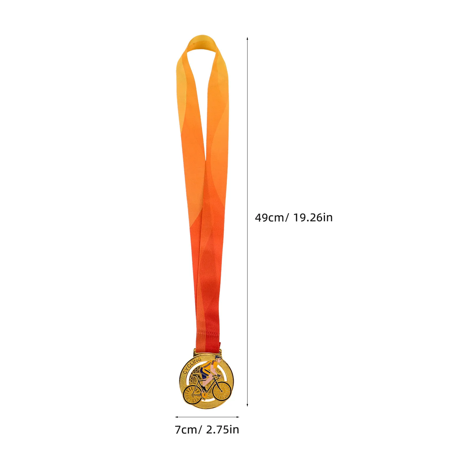Stylish Gold Cycling Medal Award with Neck Ribbon Trophy for Biking Sports Tournament Party Competition School Event Adult