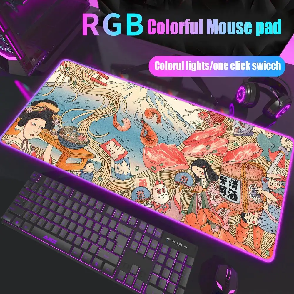 

Япония ukiyo-e Коврик для мыши Gamer Rgb Настольный коврик Подсветка Светодиодный коврик для мыши Настройка игровых аксессуаров Настольный коврик Большой коврик для мыши Подсветка