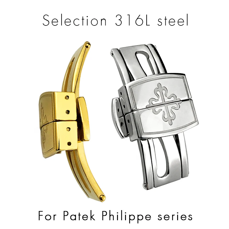 16mm 18mm High Quality Stainless Steel Folding Buckle for Patek Philippe Strap Silver Gold Butterfly Clasp PP Deployment Button