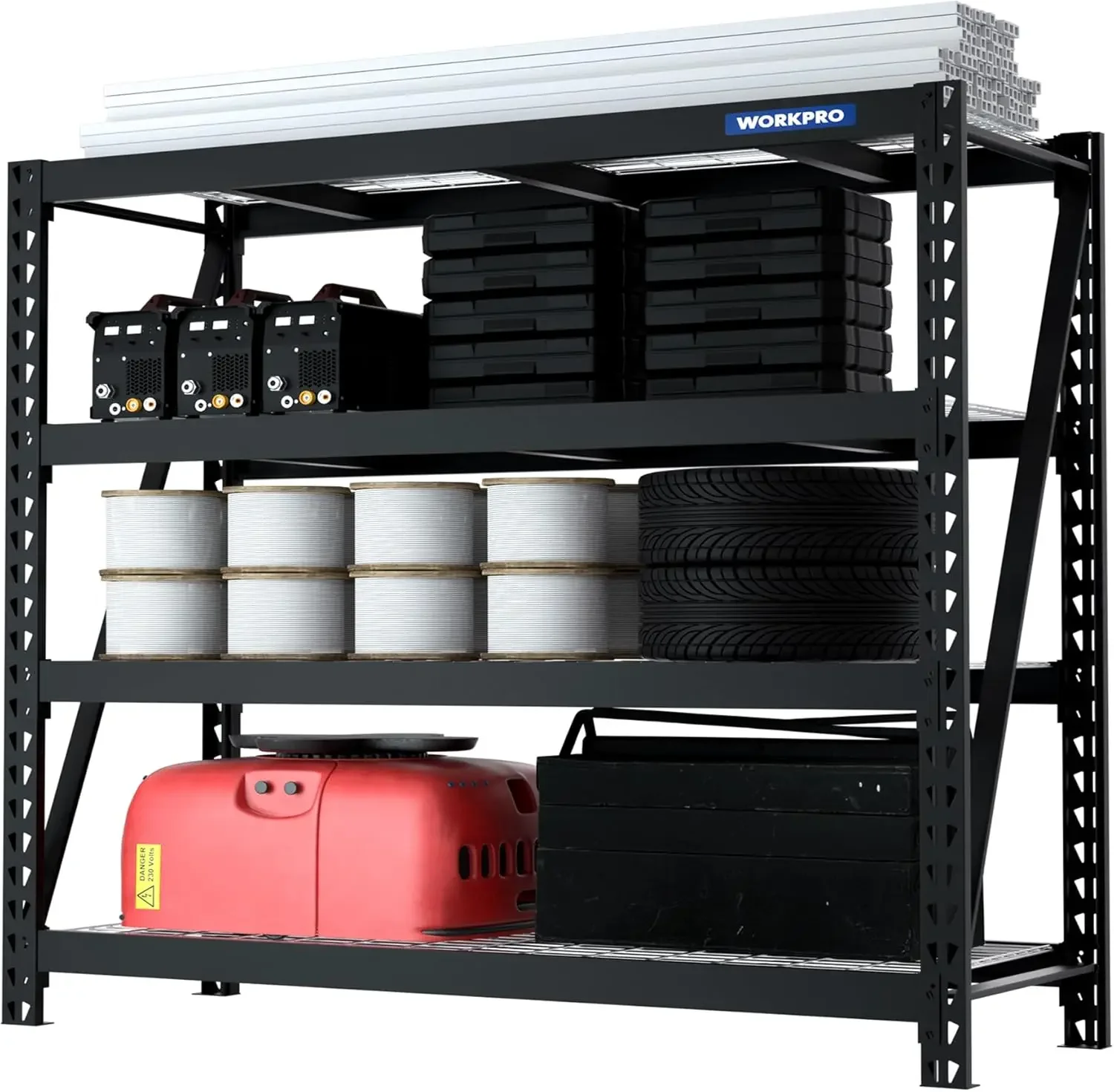 Ultra Wide 4-Tier Metal Garage Shelving Unit, 68"W x 24"D x 65"H, 7200 LBS Capacity, Heavy Duty Storage Utility Rack, Industrial