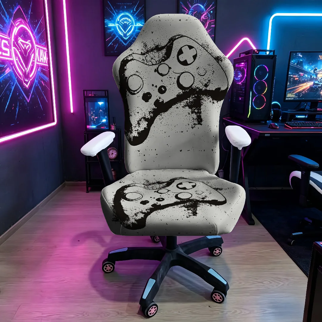 1PC Black Game Controller Gaming Chair Cover, E-sports Stretch Elastic Anti-Scratch Slipcover for Gamer & Office Chair