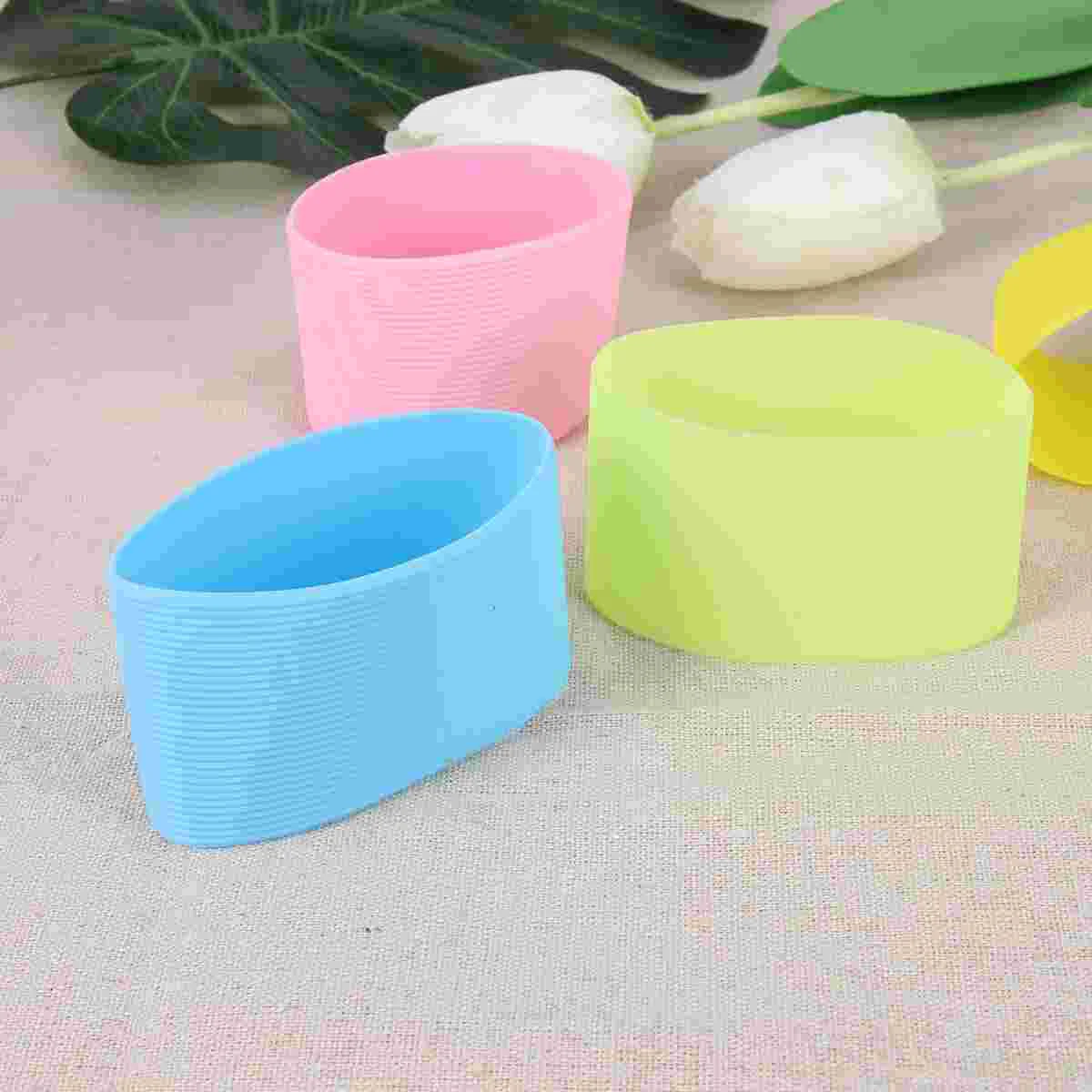 

4 Pcs Premium Silicone Sleeves for Water Bottle Glass Heat Resistant Protective Cover Non Grip Colorful For Home