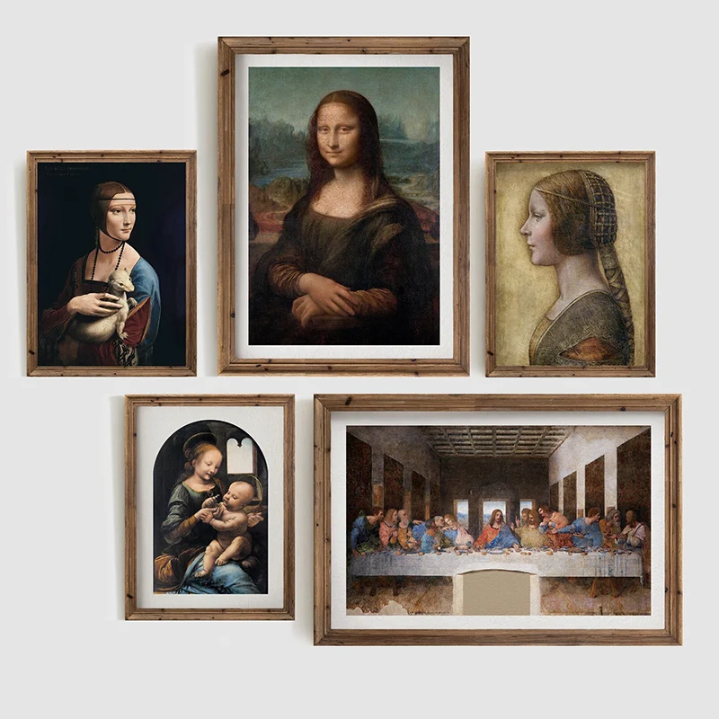 Retro Famous Leonardo Da Vinci Gallery Mona Lisa The Last Supper Art Poster Canvas Painting Wall Prints Picture Room Home Decor