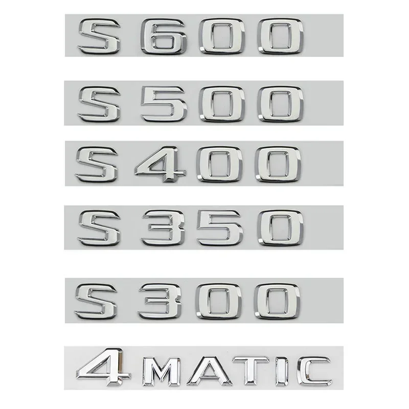 Old Silver 3D ABS Emblem Badge Car Body Rear Trunk Letter Stickers For 04-12 Years Mercedes Benz S300 S500 S600 S350 S400 4MATIC