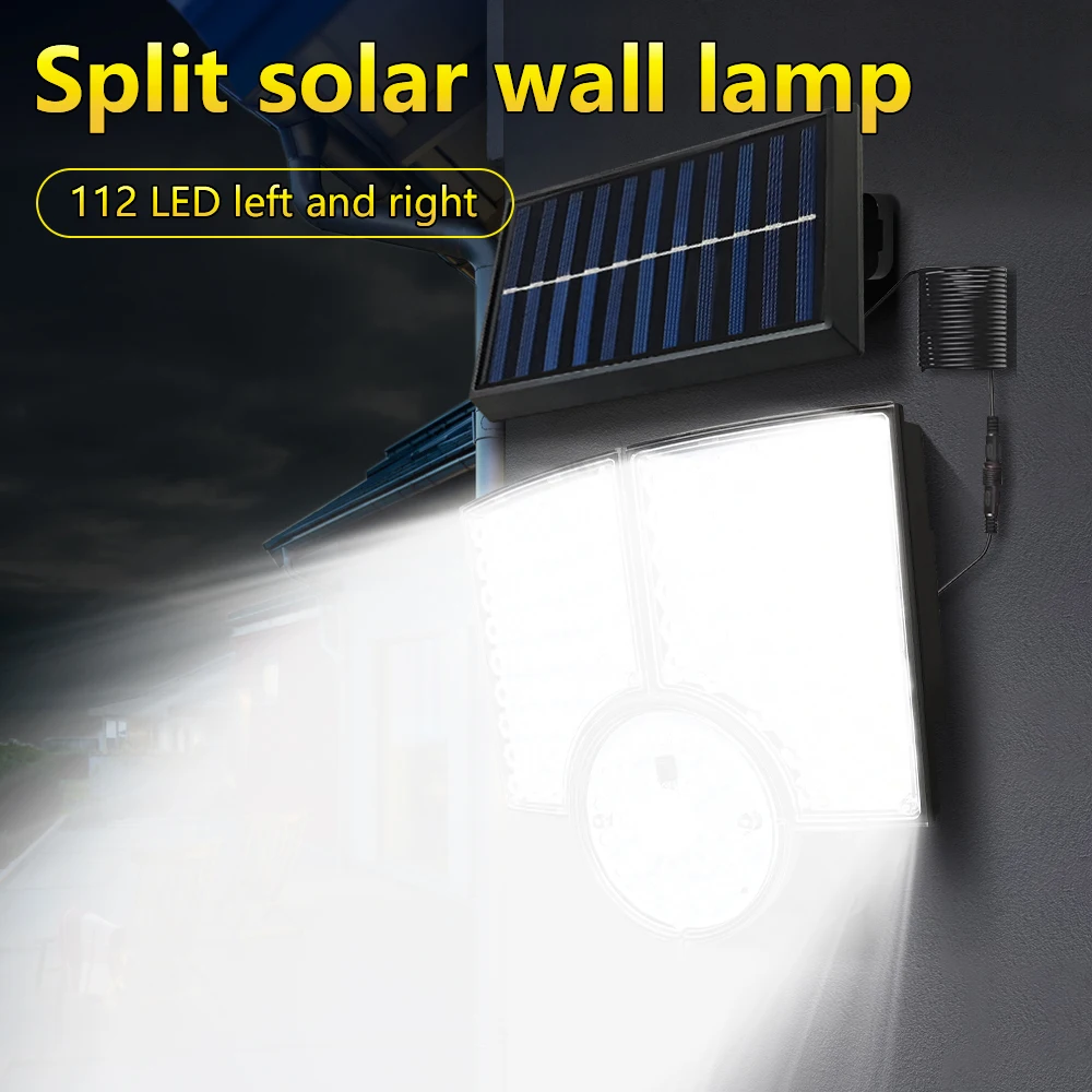 

Outdoor Light Split Solar 3 Zone Lighting Lamp Head 150° Rotation IP65 Waterproof Remote Control LED Light Beads For Garage Wall