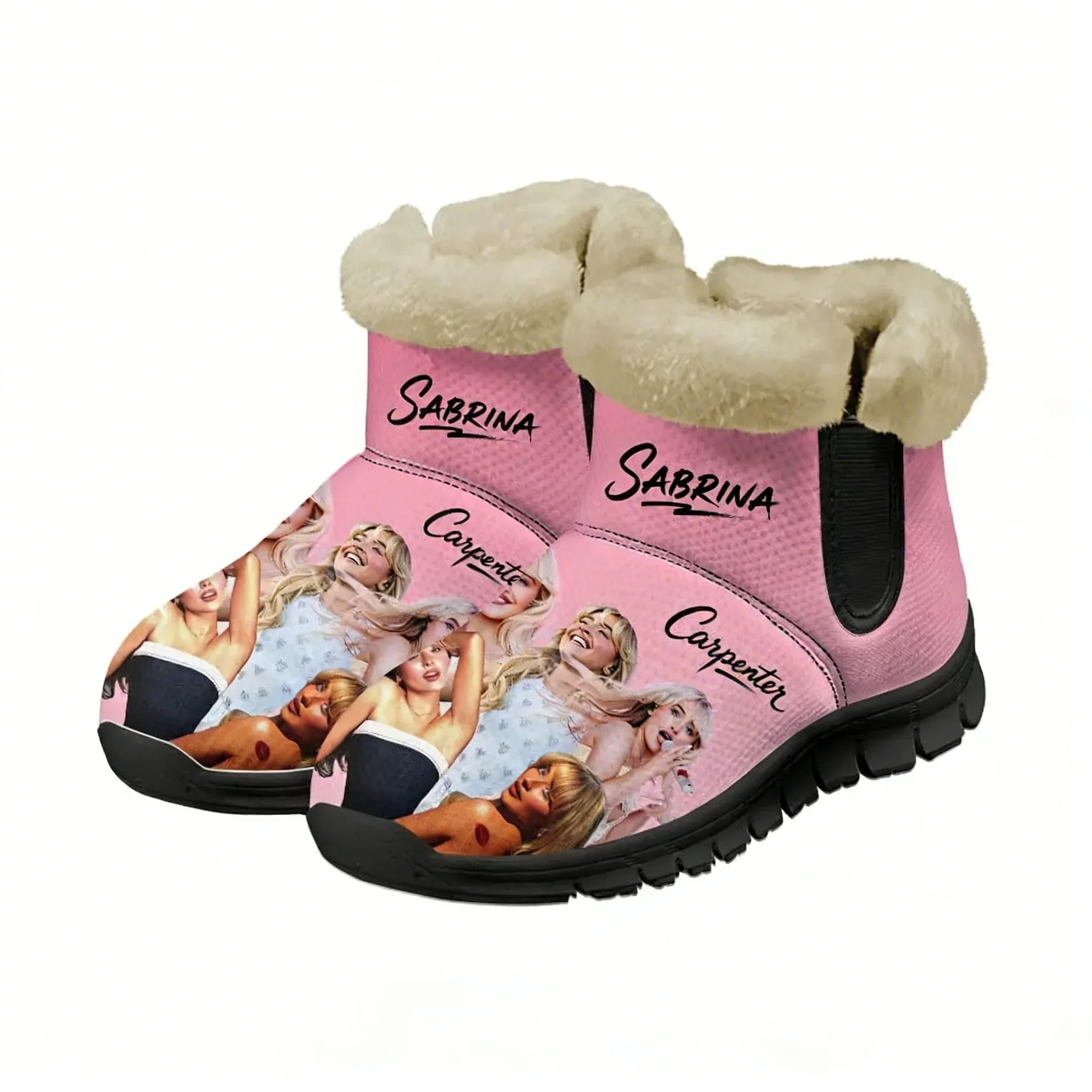 Sabrina Carpenter Plush Shoes Boots Mens Womens Keep Warm Sneakers Pop Singer Boot Casual Couple Sports Customized Sneaker Black