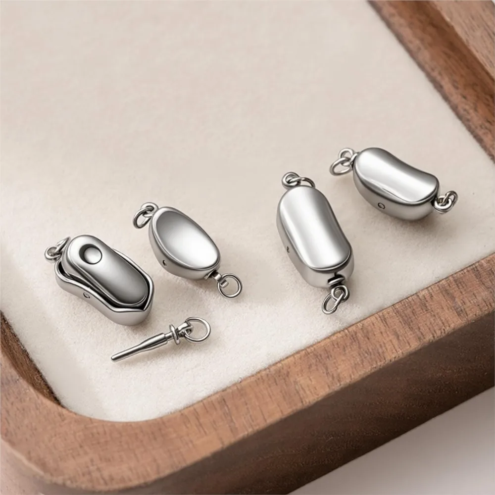 2pcs Stainless Steel Press Buckle End Clasp Slide Connectors Clasps For DIY Pearl Necklace Bracelet Jewelry Making Accessories view 6