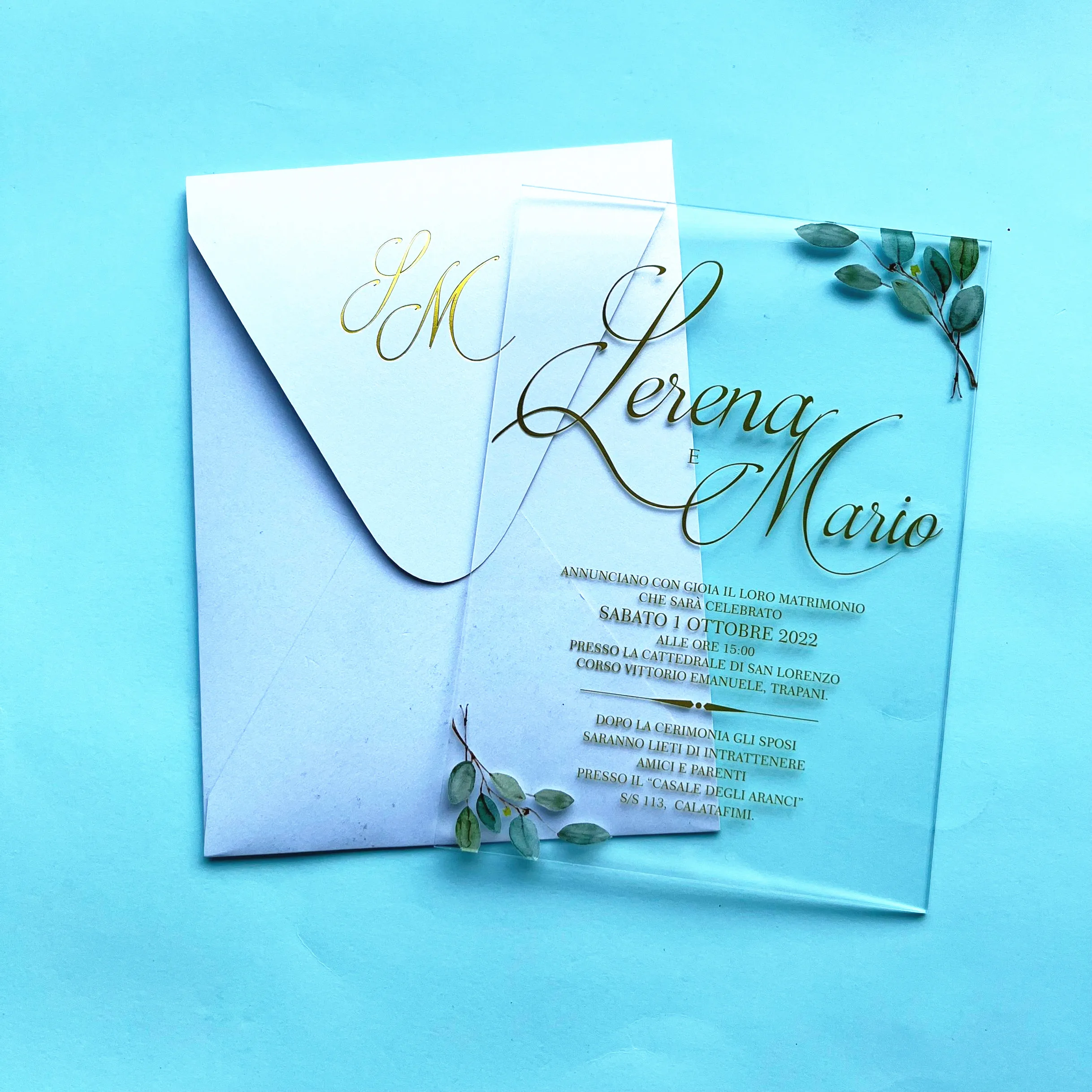 Elegant 10pcs Wedding Invitation Card Model with White Pearl Paper Envelop Plexiglass Acrylic Invitation Wholesale