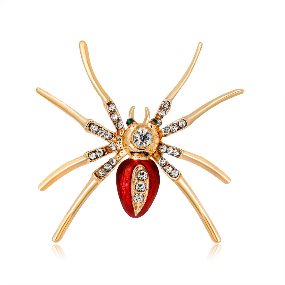 Hot Punk Exaggerated Spider Brooch Luxury Crystal Quality Insect Big Spider Pearl Accessory Pin Halloween Day Jewelry Gift