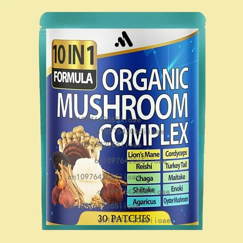 

30 пластырей 10 в 1, переплетные пластыри с грибным слоем, лев, рейши и кордицепс для памяти, естественная энергия, снятие стресса