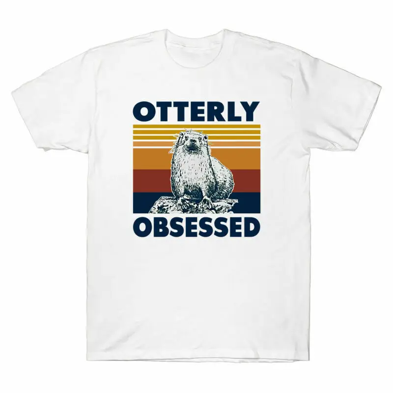 Otterly Obsessed Funny Vintage Graphic Tee  Cotton Short Sleeve  Anime  T-shirts unisex Tees