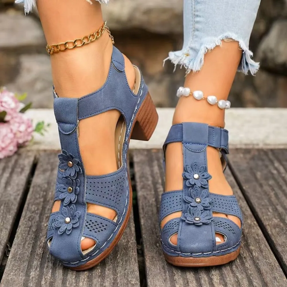 36-43 Übergrößen Damenschuhe Sommer Runde Zehenkappe Plateau Gladiator Rutschfeste Sandalen Lässige Strand-Fußbekleidung 2026 – Detail 2