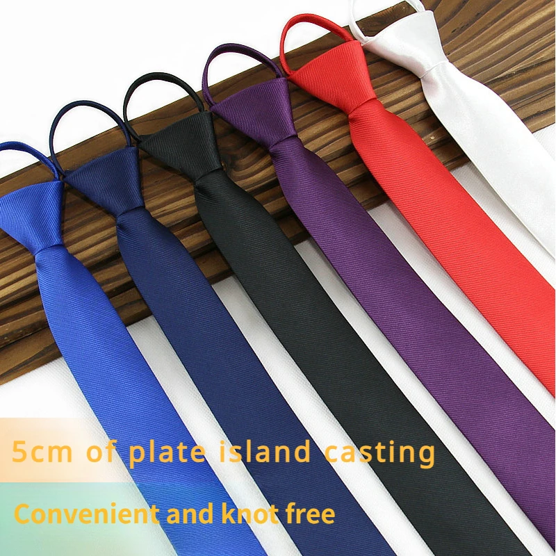 

5cm Narrow Lazy Zipper Tie Men's Formal Business Solid Color