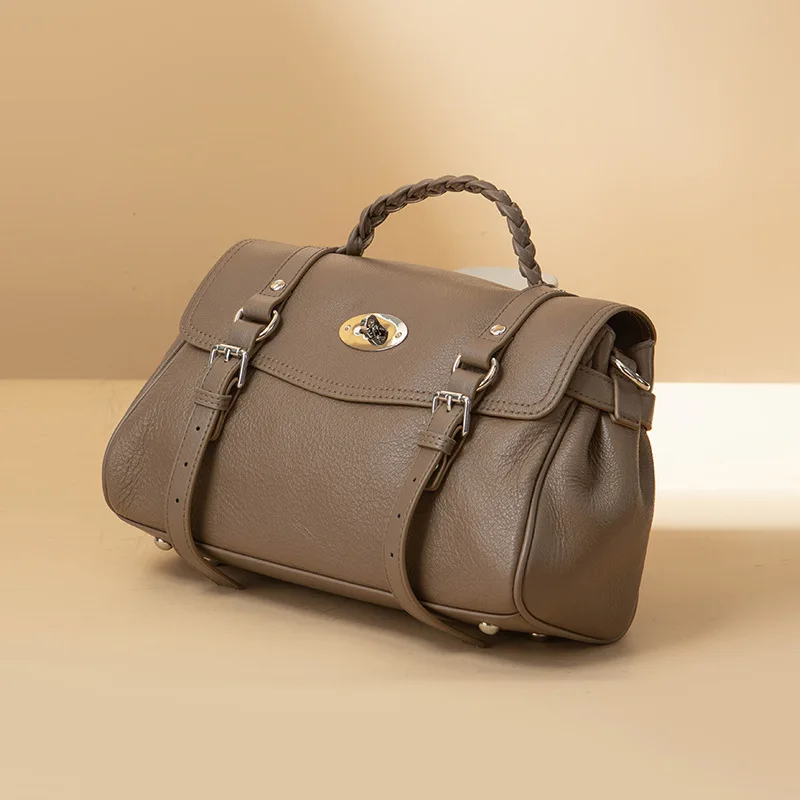 

Real Leather Messenger Bag Cowhide Hand Shoulder Crossbody Tote Bag Women's Winter New Commuter Briefcase Brand Designer