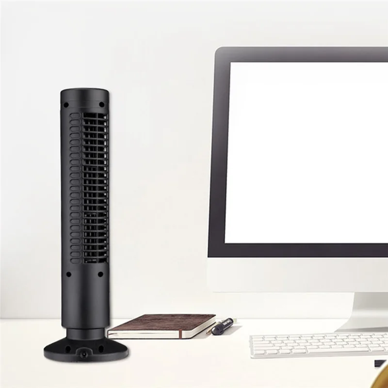 New USB Tower Fan Bladeless Fan Tower Electric Fan Mini Vertical Air Conditioner, Bladeless Standing Fan Black