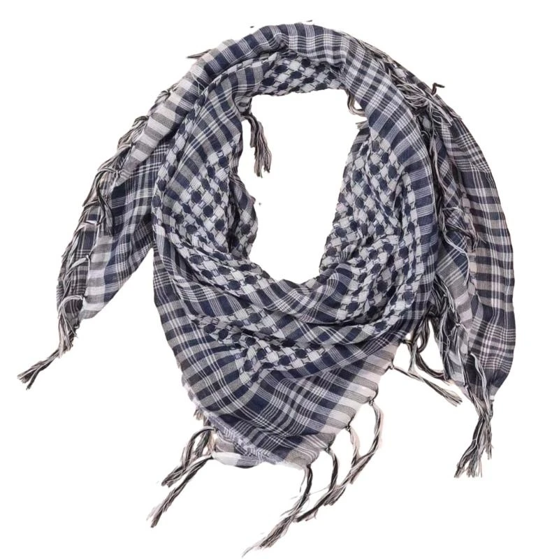 

652F Checked Headwrap Shemagh Scarf for Muslims Arab Keffiyeh Headscarf for Arabian Dubai Tactics Neck Wrap Scarf