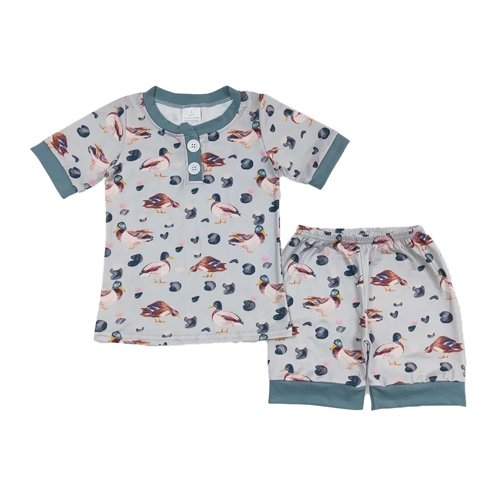 

BSSO0282 Baby Boys Summer Pajamas Outfits Duck short sleeves top shorts kids boy pajamas