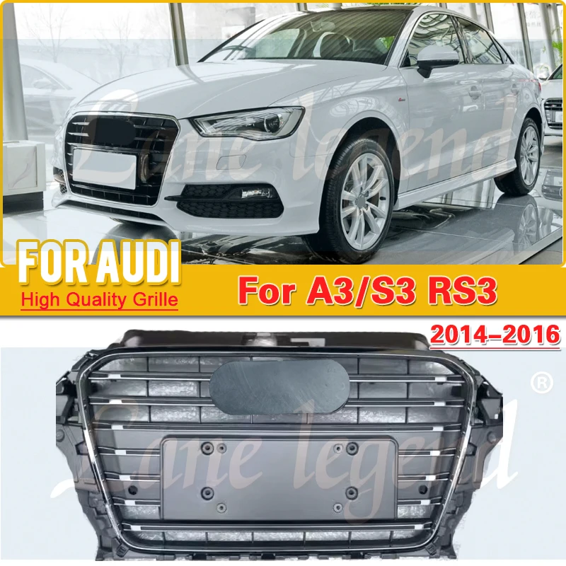 

Perfect Match Front Hood Bumper Grille Racing New ABS Material Grill for Audi A3 2014 2015 2016（Refit for S3 Style）