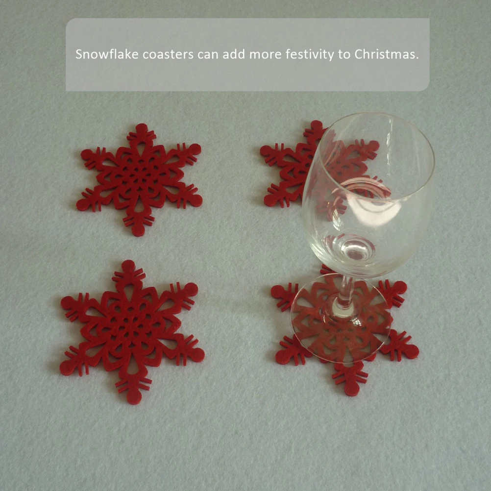 

2 Sets Snow Coaster Snowflakes Placemats Home Decor USB Christmas Coasters Non-woven Fabric Xmas
