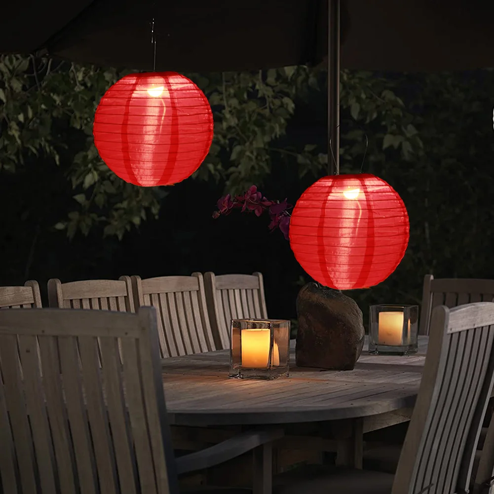 LED Solar Lantern Lamp Chinese Paper Lantern Decorative Festival Lantern Hanging Ball Paper Light Wedding Decoration Lantern