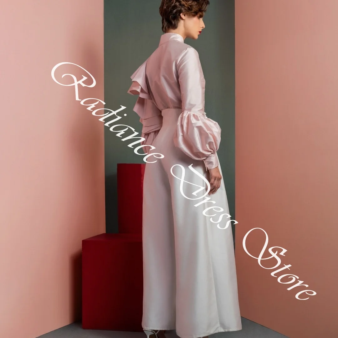 Robe de soirée en Satin délicat, personnalisée, boutons droits, manches longues, col haut, robes d'occasion spéciale, fête douce