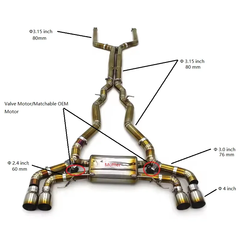 

OEM Titanium Catback Exhaust For BMW M5 F90 4.4T 2018-2023 Muffler Valvetronic Valved Exhaust Pipes Burnt Gold Tips