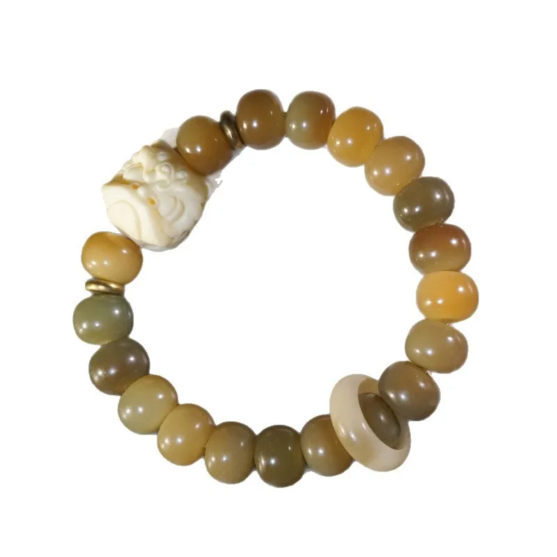 Natural Weathered Bodhi Root Ivory Nut Lion Dance Bracelet Handheld Collectible Around Finger Soft Jewelry Ornament - view 2