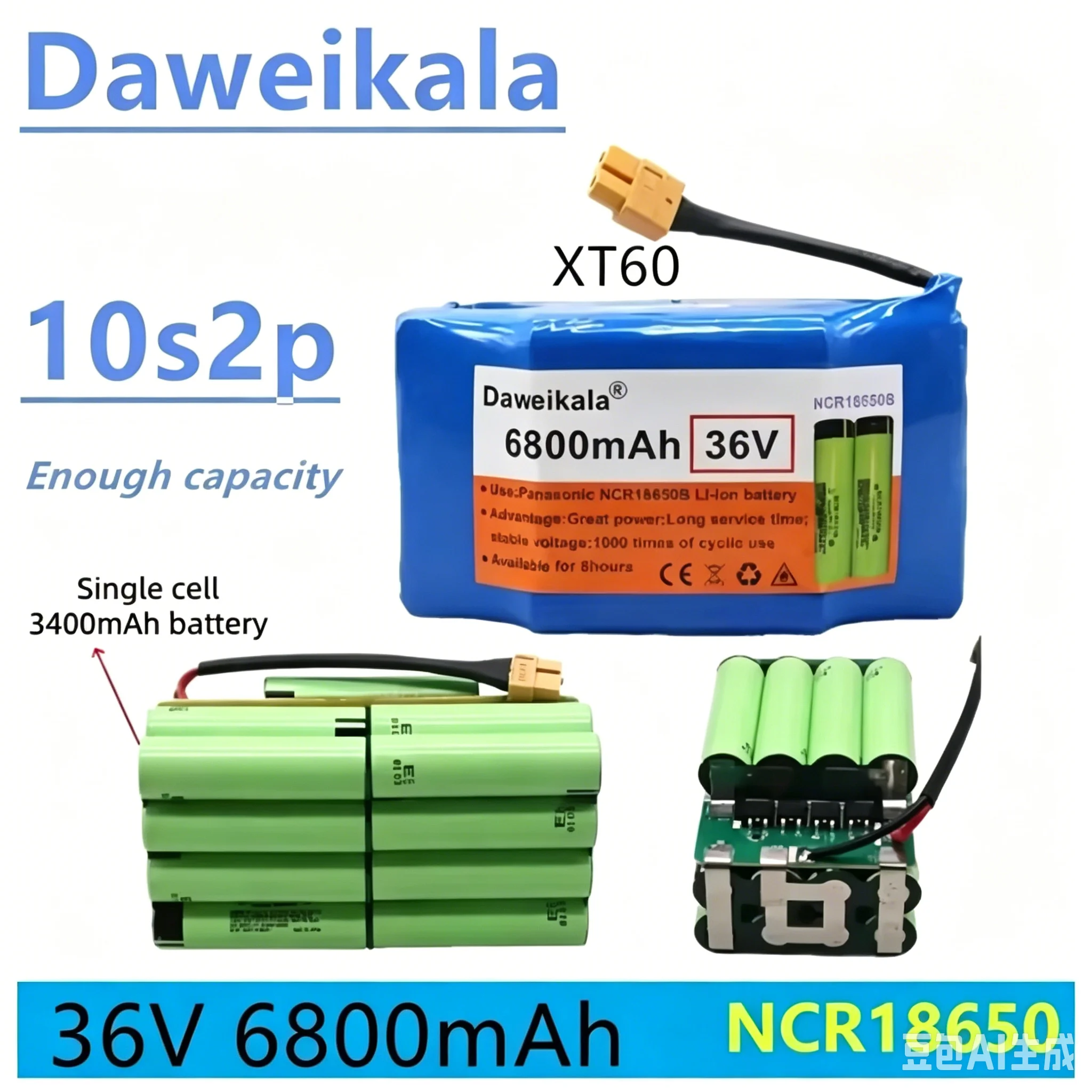 Batteries rechargeables au lithium-ion 36V originales 6800mAh 10s2p pour trottinette électrique auto-équilibrante, hoverboard, monocycle