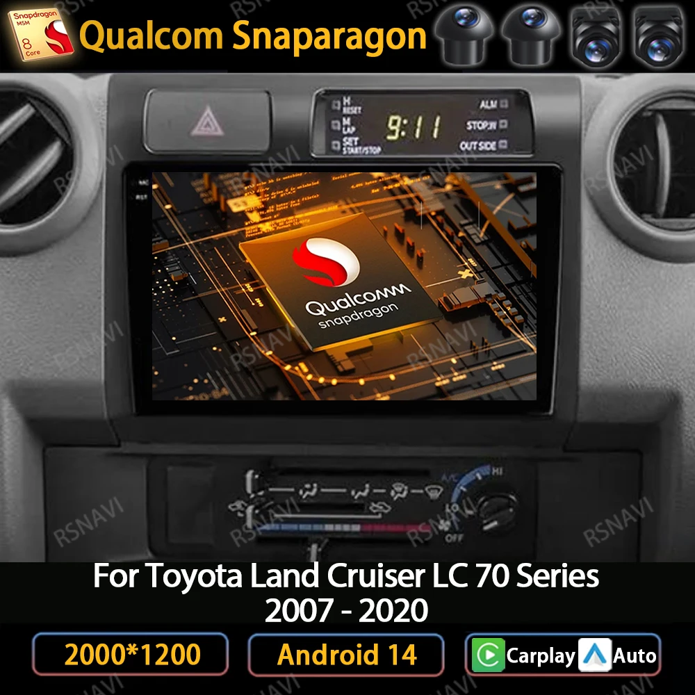 

Android 14 Wireless Carplay Auto для Toyota Pickup Land Cruiser LC 70 79 Series 2007-2020 Мультимедийный видеоплеер QLED 4G WIFI