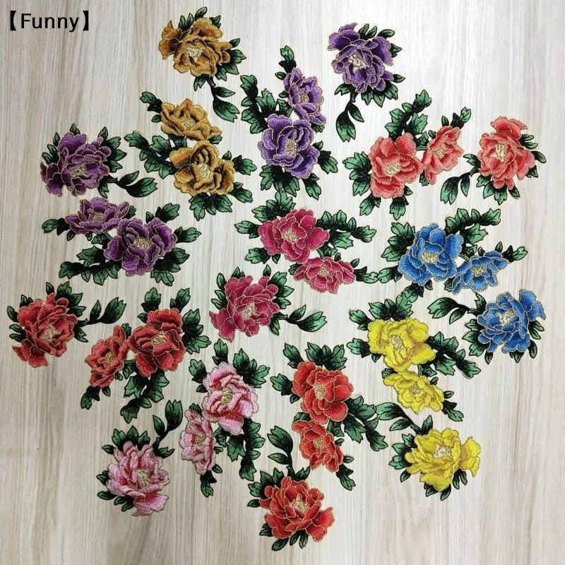 1PCS Patch de Bordado de Peôni - Applique Patch Flower avaliação e preço