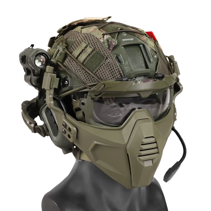 

Tactical Airsoft Helmet Set With Night Vision Model Communication Headset Flashlight Goggles Mask For Role Playing Movie Props