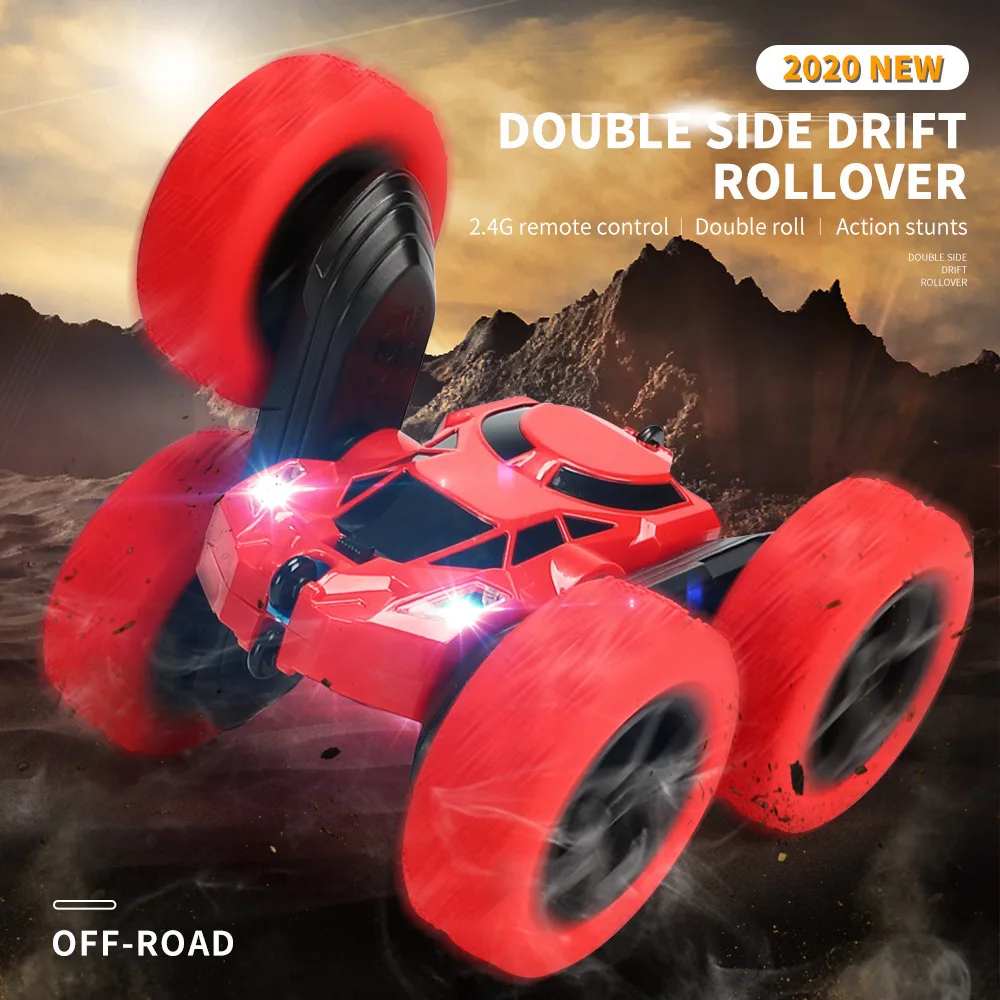 

Stunt car high-speed 360 degree rotation rolling car lights children's remote control car toy model ornaments wholesale