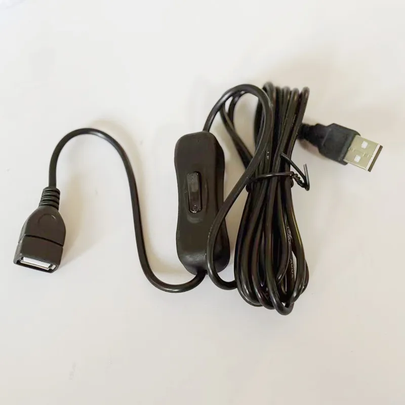 كابل تمديد USB ذكر إلى أنثى بطول 2 متر مع مفتاح تشغيل/إيقاف سلك موسع USB 2.0 لمصباح LED/فلاش USB/مروحة/شرائط LED
