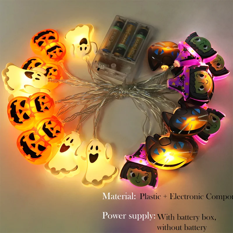 10/20 LED Halloween String Light With Ghost Witch Pumpkin Spider Web Skeleton Mummy Shape Battery Powered Lamp Indoor decor