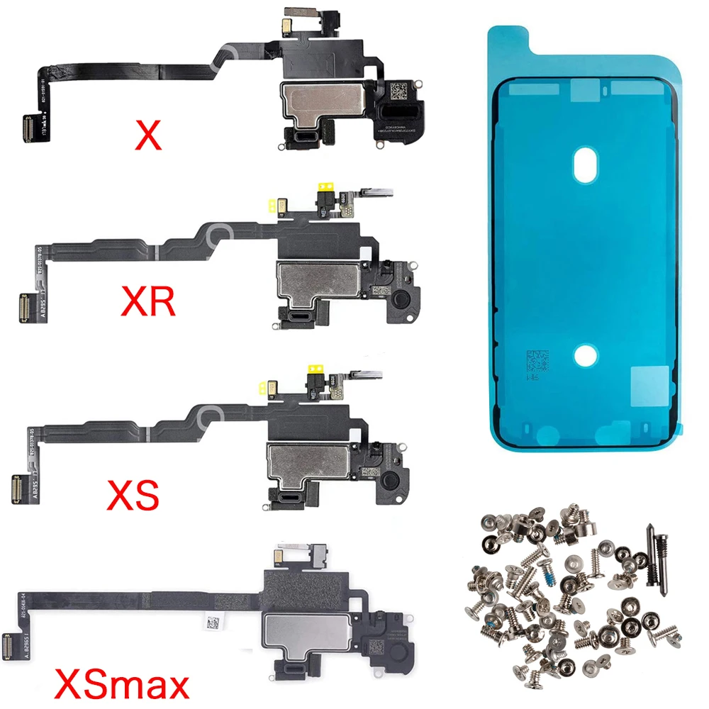 Earpiece Speaker Sound Flex + Waterproof Sticker Full Screws Set For iPhone 7 8 Plus X XR XS 11 Pro Max Top Ear Speaker