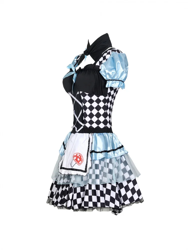 

Adult Women's loween Clown Puffy Skirt Princ Cosplay Costume Alice Servant High Waist Cotton Traditional Chines...