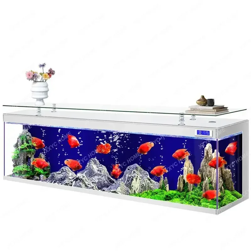 

Glass TV Cabinet Fish Tank Integrated Household Large, Medium and Small Living Room Ecological Aquarium