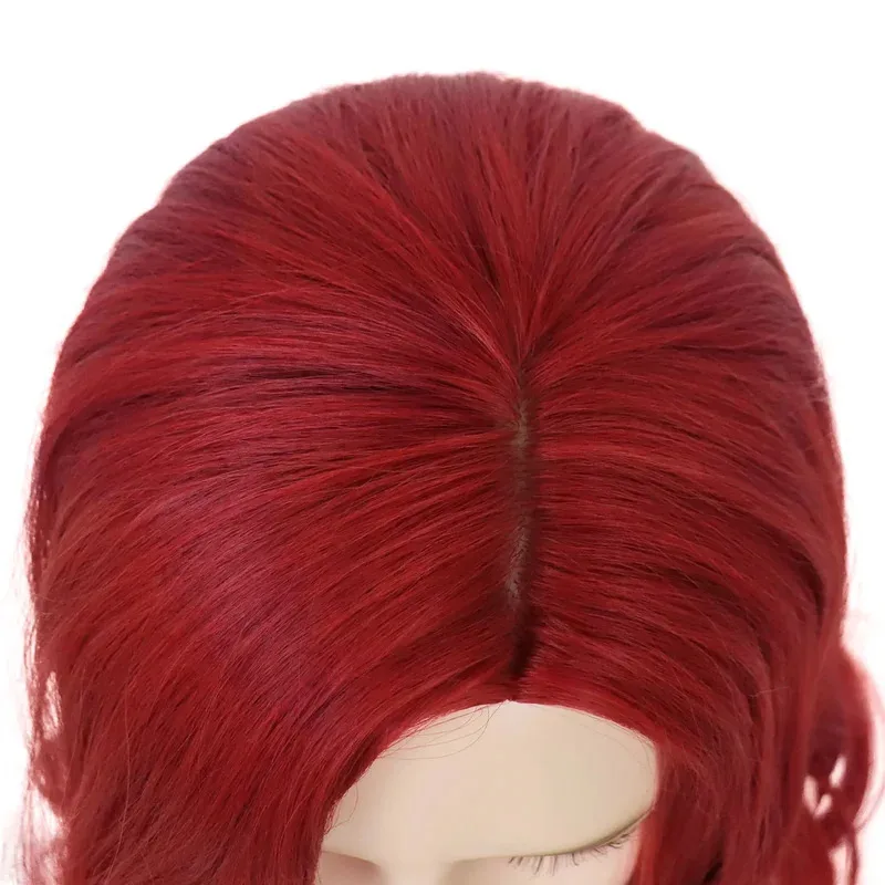 Synthetic Red Long Curly Wigs for Women Natural Hairline Wave Wig with Cap Female Daily Party Halloween Costume Cosplay Wear