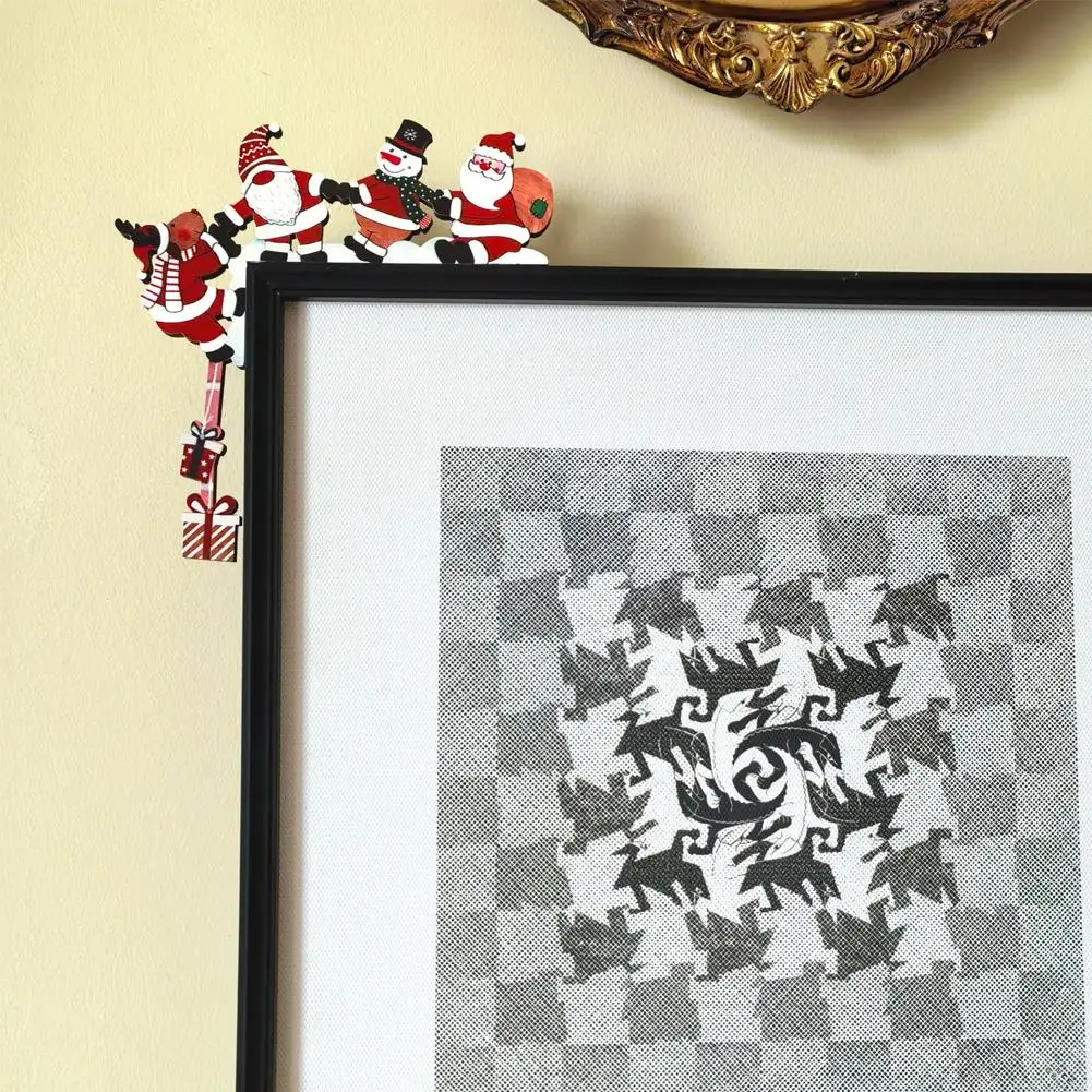 عيد الميلاد إطار الباب الديكور إطار الباب ديكور ثلج الرنة إطار تسجيل قلادة خشبية ديكور المنزل الطرف #6