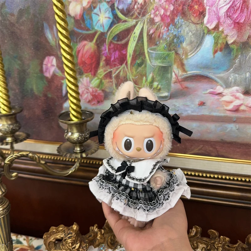 LABUBU clothes baby clothes 17 cm heart-wrenching macaron sitting in party Headdress + skirt suit（2 points）