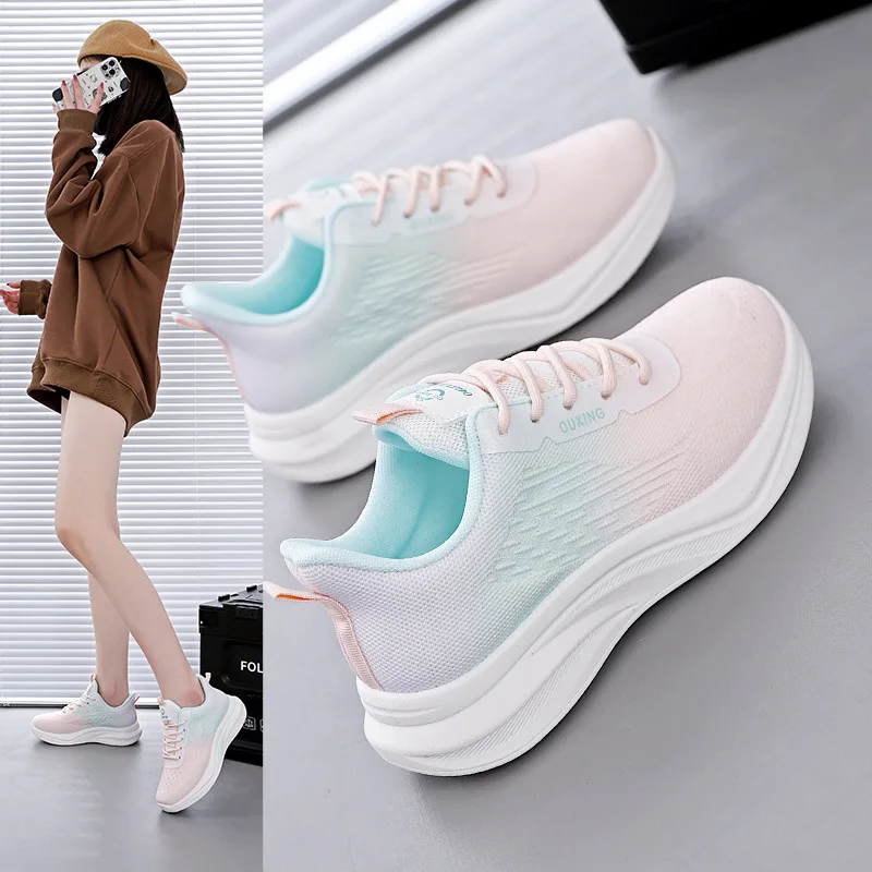 

Ladies Vulcanized Shoes Fashionable and Comfortable New Mesh Breathable Ins Trendy Student Running Sports Casual Shoes