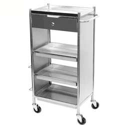 Stainless Steel Multi-layer Trolley Auxiliary Cart with Wheels Barber Shop Special Organizer Cart Hair Salon Trolley Cart