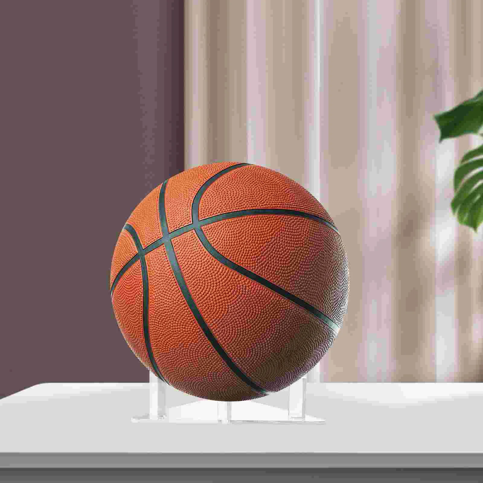 2 Pcs Ball Display Stand Basketball Hoop Soccer Case Small Balls Stands Rack Acrylic Exercise Football Holder