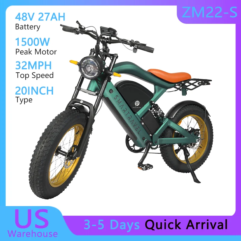 32MPH 20Inch Electirc Bicycle 48V 27AH Removable Battery 1500W Adult Electric Bike 80 Miles Max Range Electric Mountain Bike