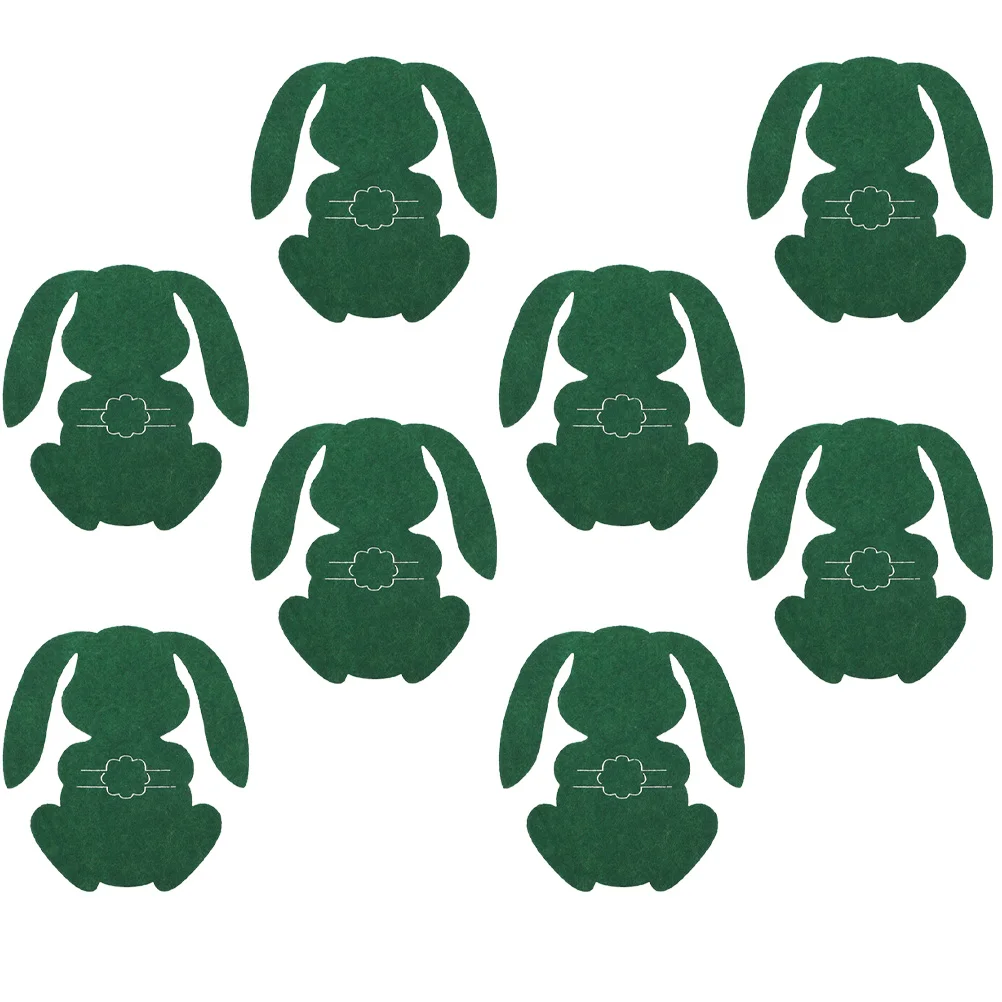 

8Pcs Bunny Rabbit Cutlery Bag Fork Wrapping Easter Tableware Pouch Green Party Favor Accessory Storage Homeware