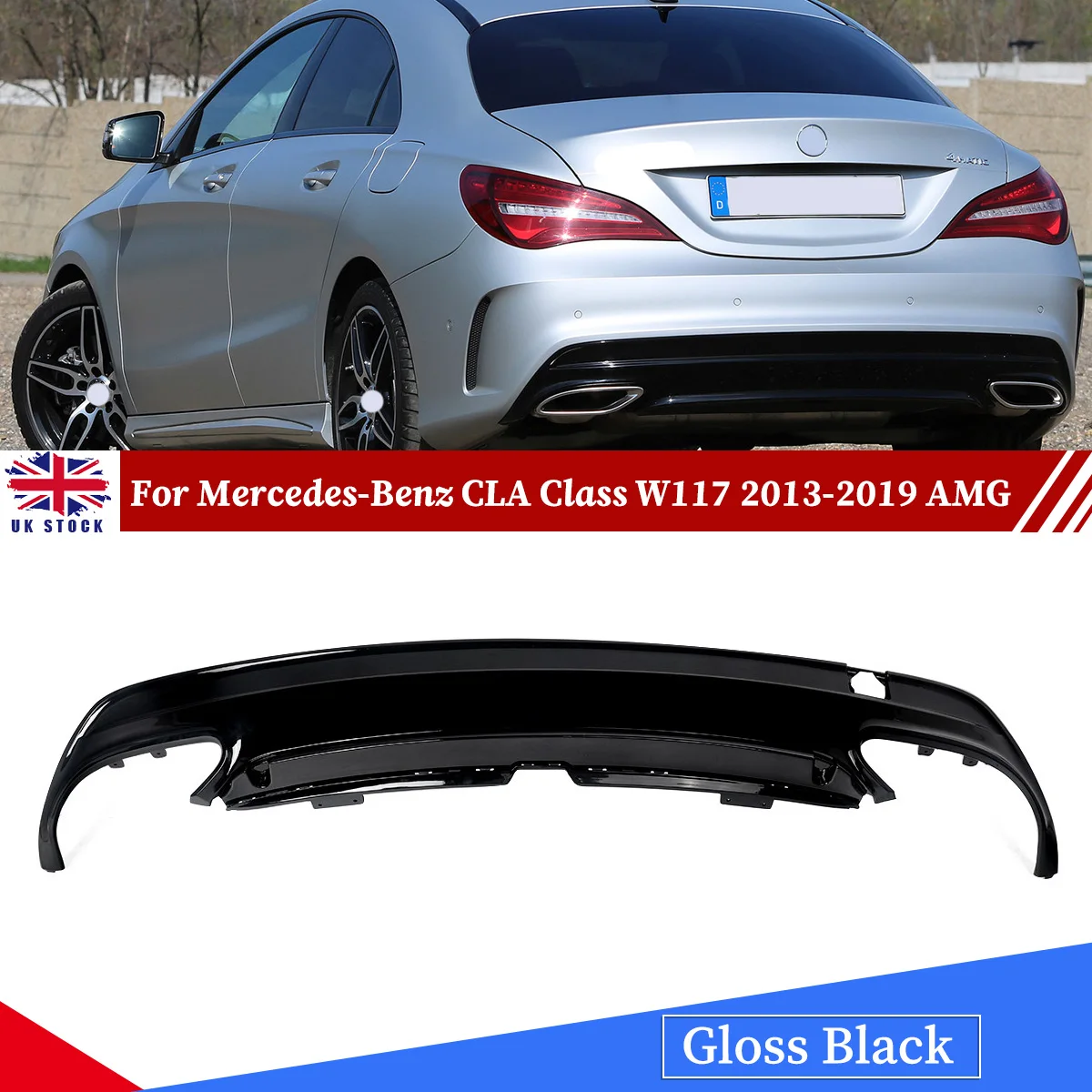 Für Mercedes CLA C117 W117 Heckstoßstangen-Diffusorlippe mit AMG-Leitung CLA 200 CLA45 CLA220 CLA250 2013–2019 Body Kit Schwarz